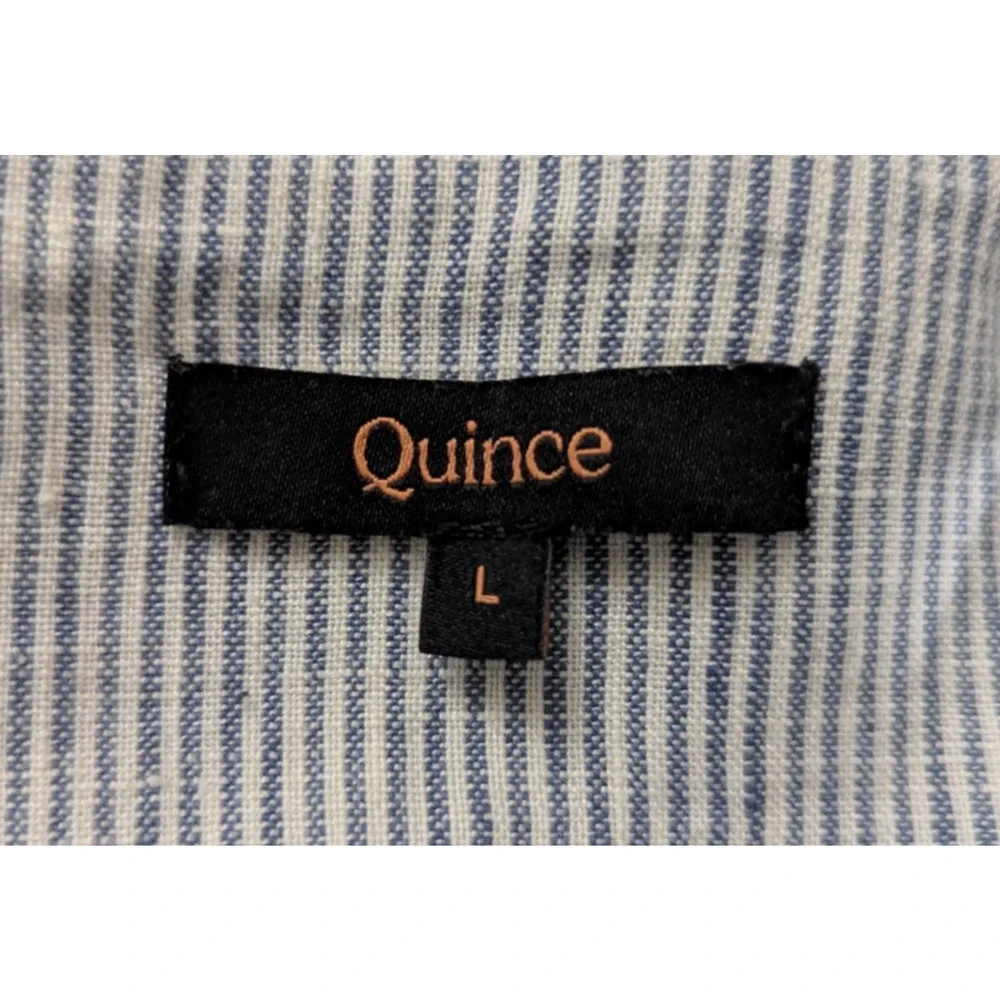 Quince Light Blue Striped Midi Shirt Dress - Picture 5 of 6